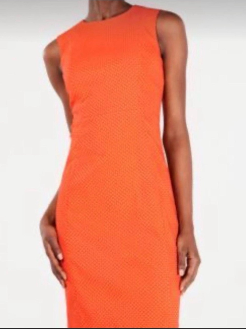 Calvin Klein Bright Orange Sleeveless Midi Sheath Dress